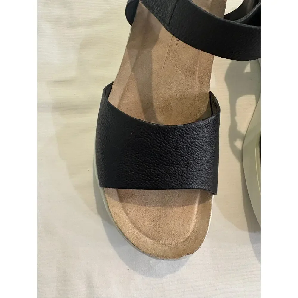 ECCO Flowt Wedge Leather Cork Corksphere Sandal Black Women's EU 40 US 9-9.5